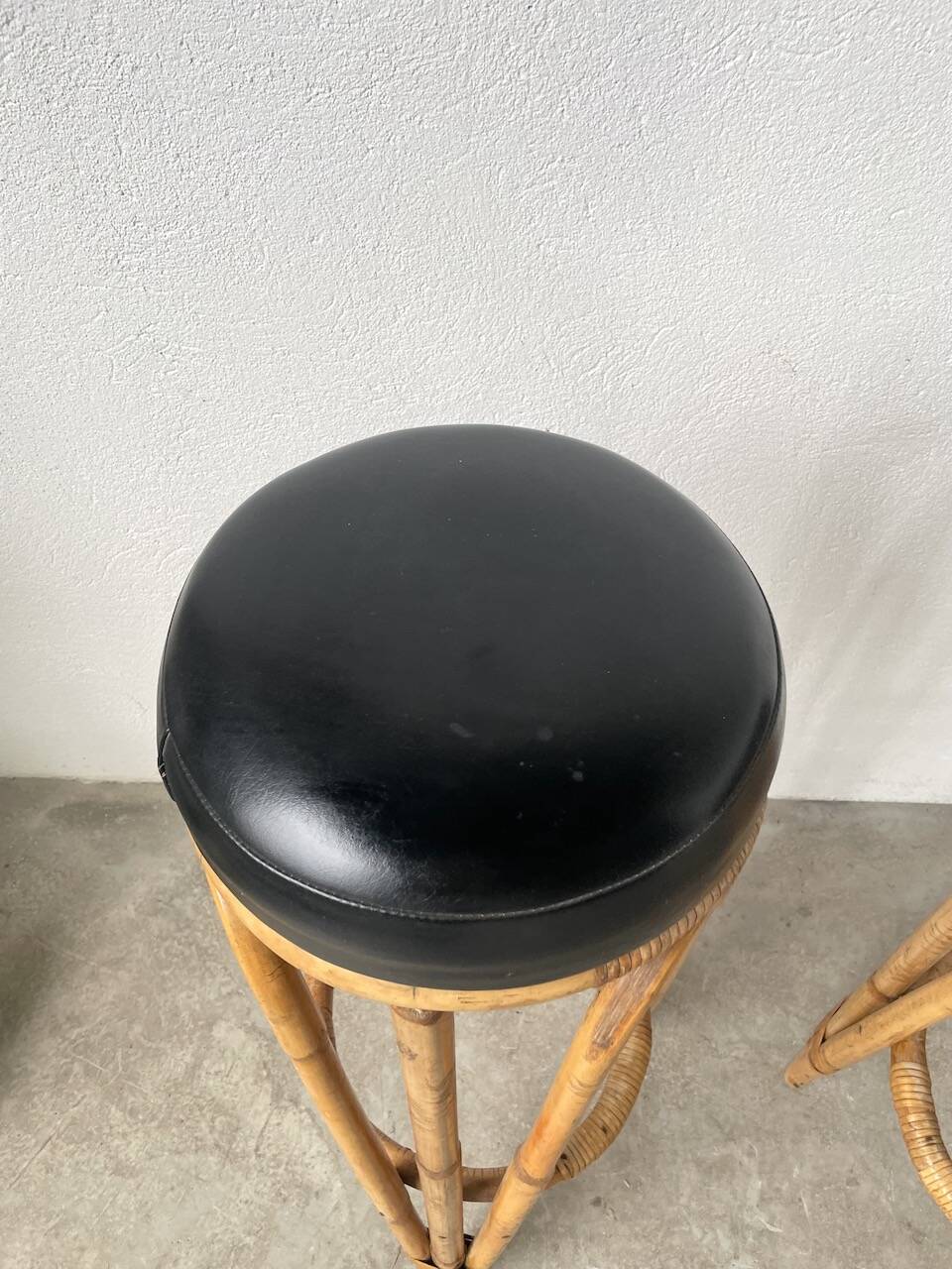 Pair of high rattan stools