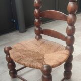 Rustic chair turned wood / design 20 th century