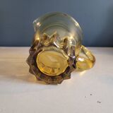 Pichet vintage en verre teinté jaune