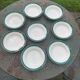 8 assiettes creuses en faïence blanche avec lisere vert Digoin et Sarreguemines
