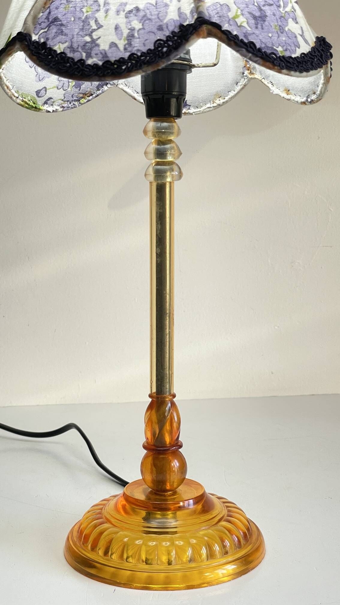 LAMPSHade Plexiglass and Lilac Fabric VINTAGE