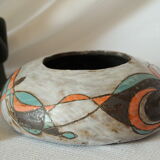 Vase boule Raku moderniste effet glaçure signé