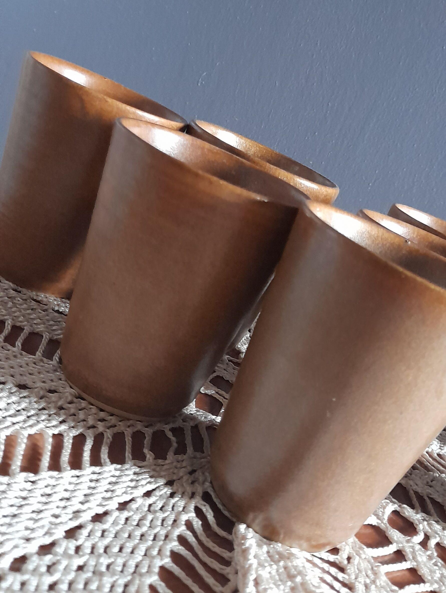 8 cups in Digoin stoneware 1970