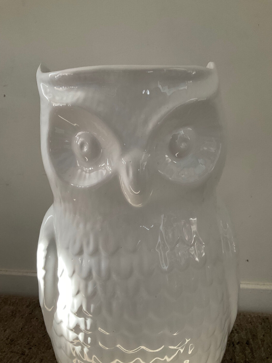 Vintage ceramic owl umbrella stand from the 70s