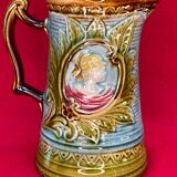 Pichet Art Nouveau en barbotine belge Wasmuel, XIXe siècle