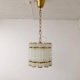 Cylindrical brass and crystal chandelier by Tyringe for Orrefors, Sweden.