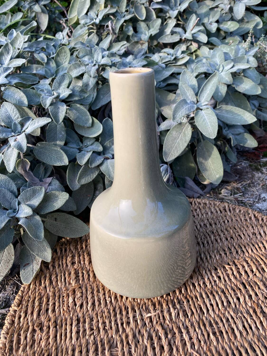 Signed water green glazed ceramic vase