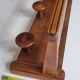 Vintage wall mounted coat rack in wood and metal, 3 hooks, retro style
