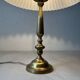 Brass table lamp with pleated shade, 1960s vintage design.
