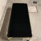Table basse design vintage verre et métal doré