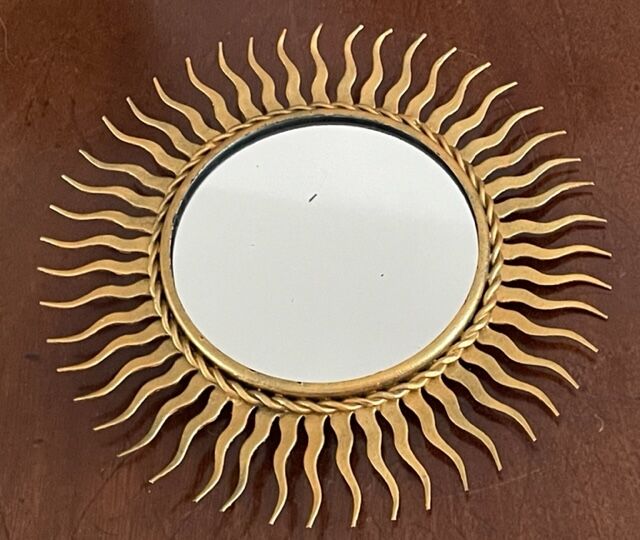 Sun mirror in gold metal 1950  21cm
