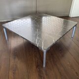 Table basse vintage et moderniste Rolf Benz en marbre et acier