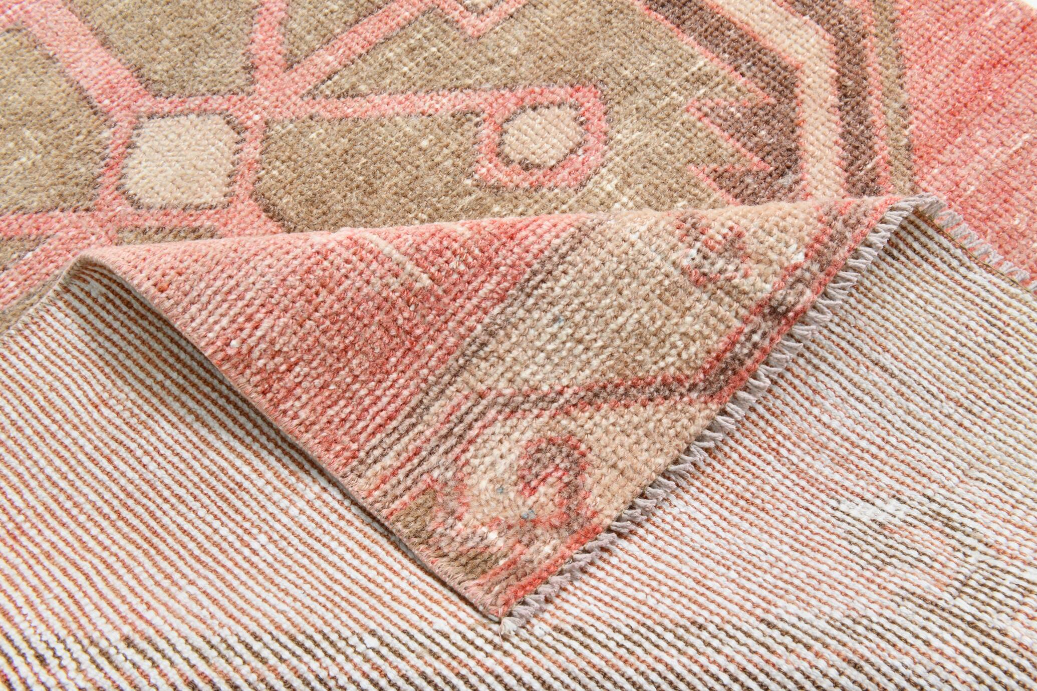 3x14 Runner Faded Pink Vinage Wool Runner Rug, 84x410