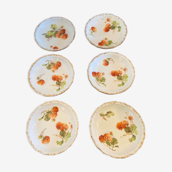 Lot of 6 hollow plates Hamage Nord floral pattern in France