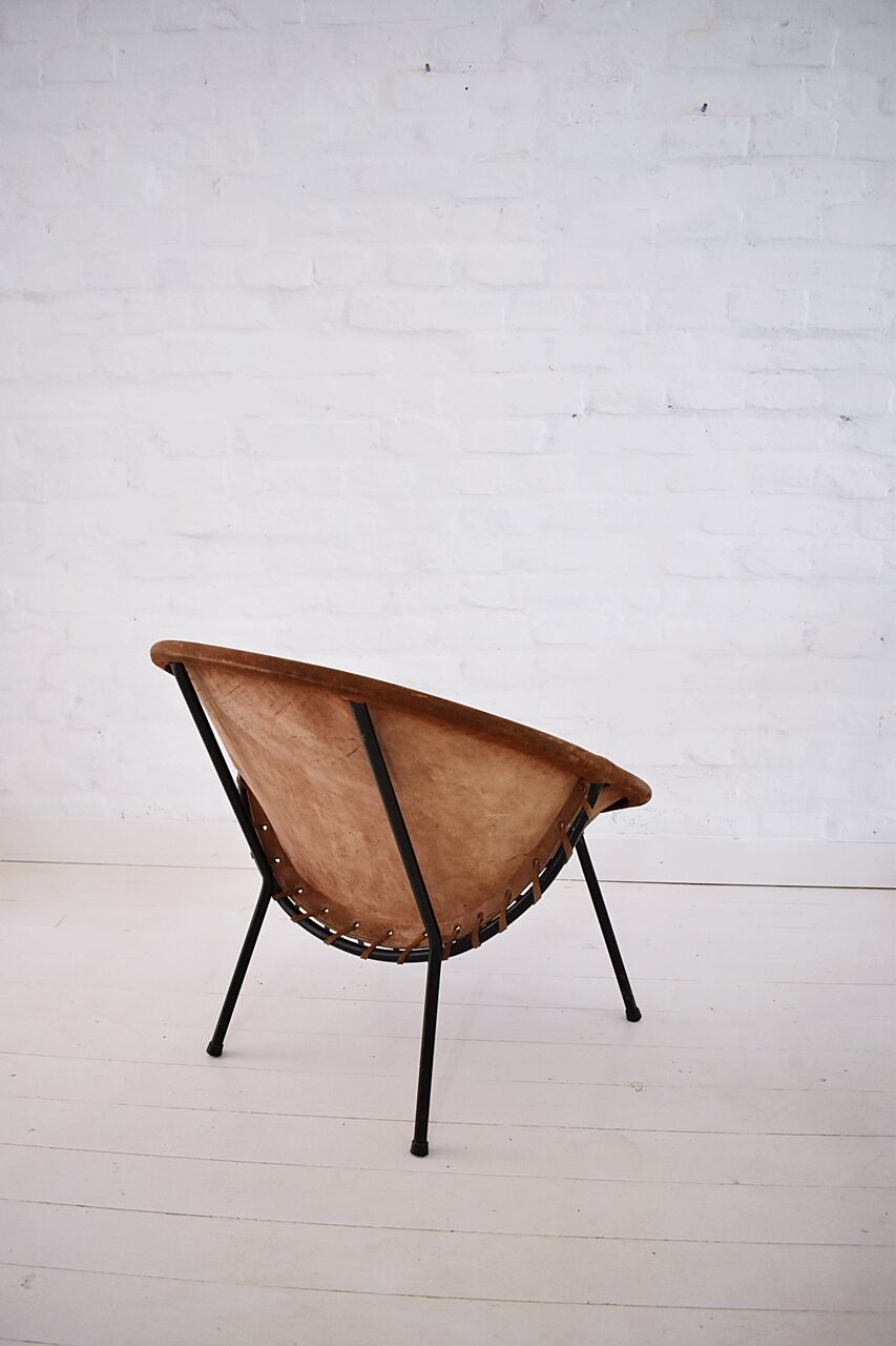 Vintage balloon suede easy chair, 1960s, Hungary