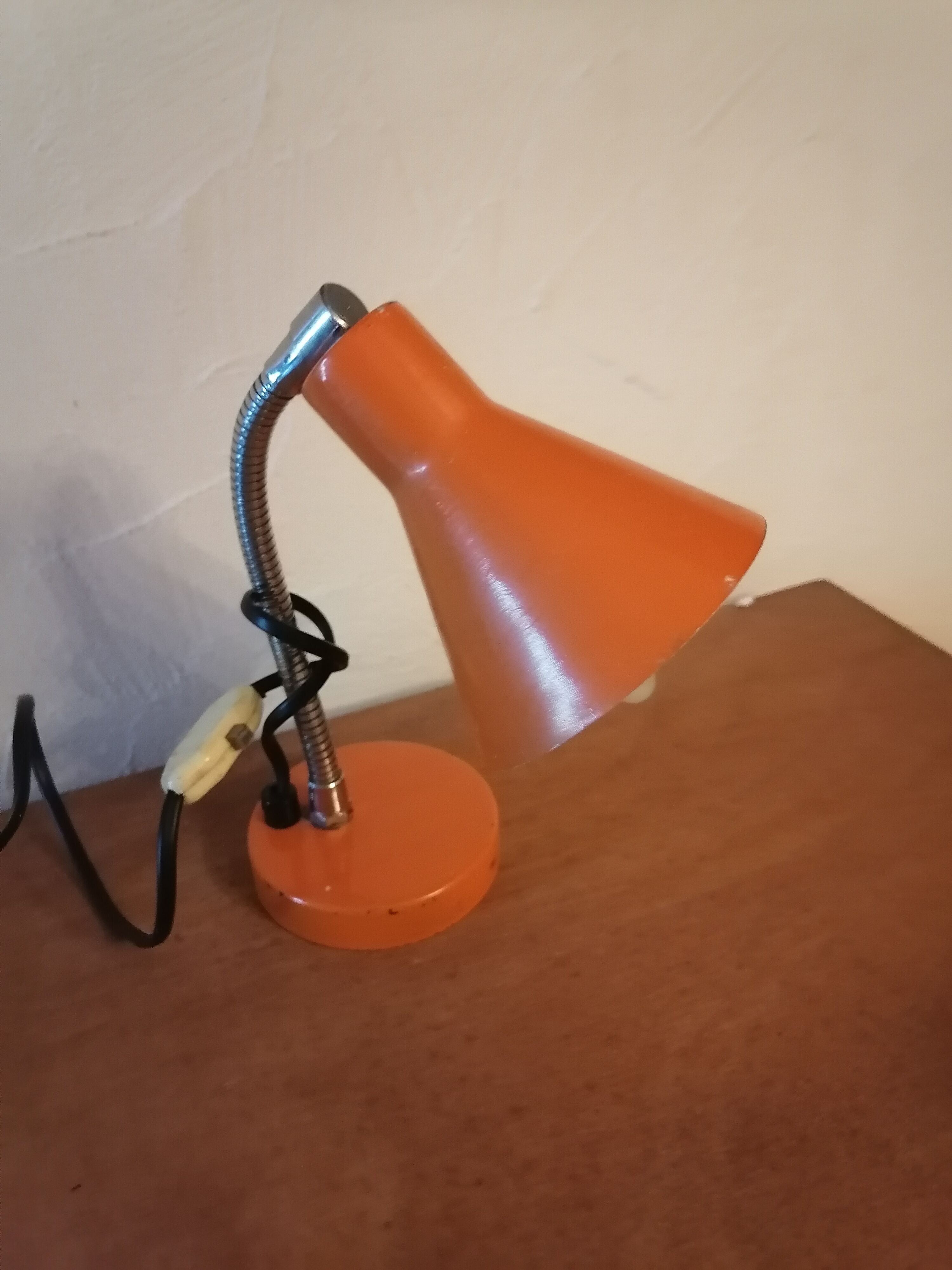 Bedside lamp articulated desk 1960 orange