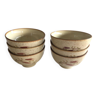 6 Vintage ceramic bowls made in Poland wheat patterns