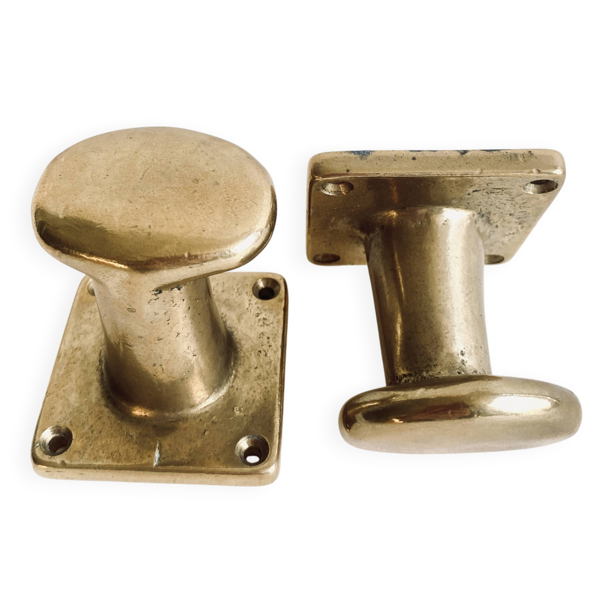 Pair of golden cast iron hooks