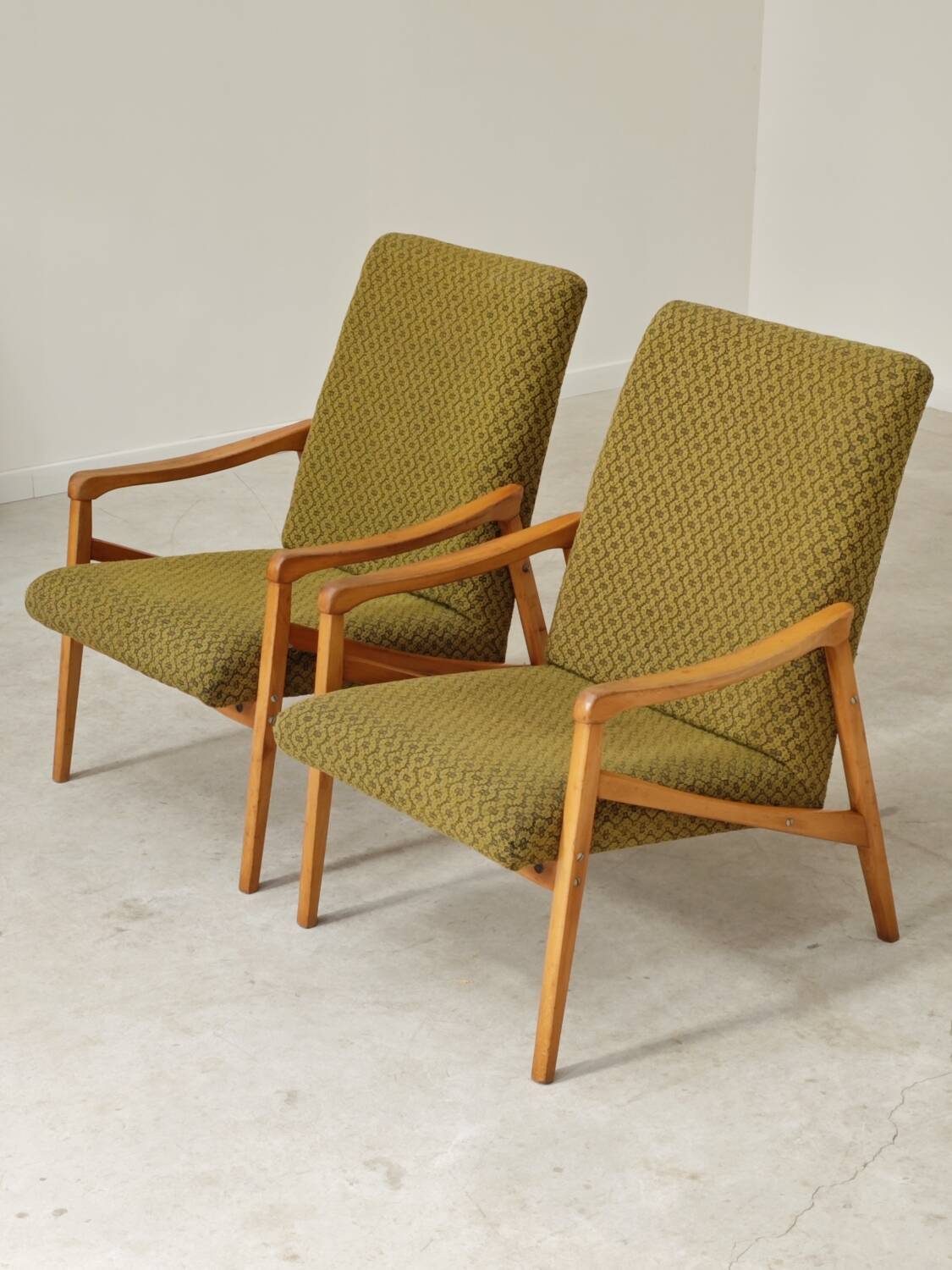 Pair of light green armchairs by Jiri Jiroutek for Interier Praha, 1960
