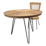 Wicker and black metal dining set