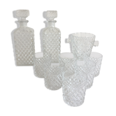 Whisky service, 6 glasses 2 decanters 1 ice bucket