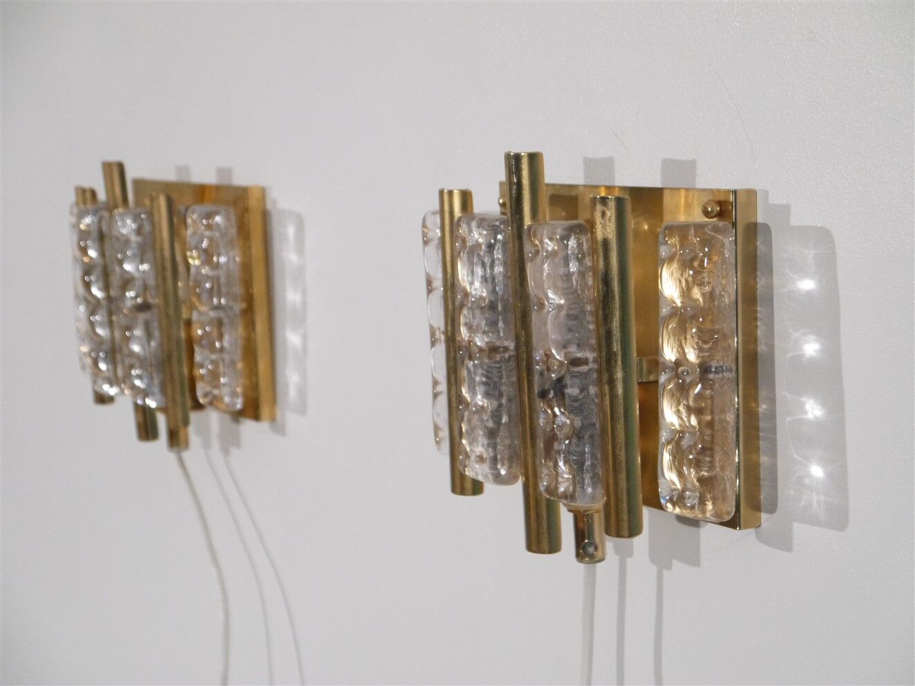 Pair of glass and brass sconces by Carl Fagerlund