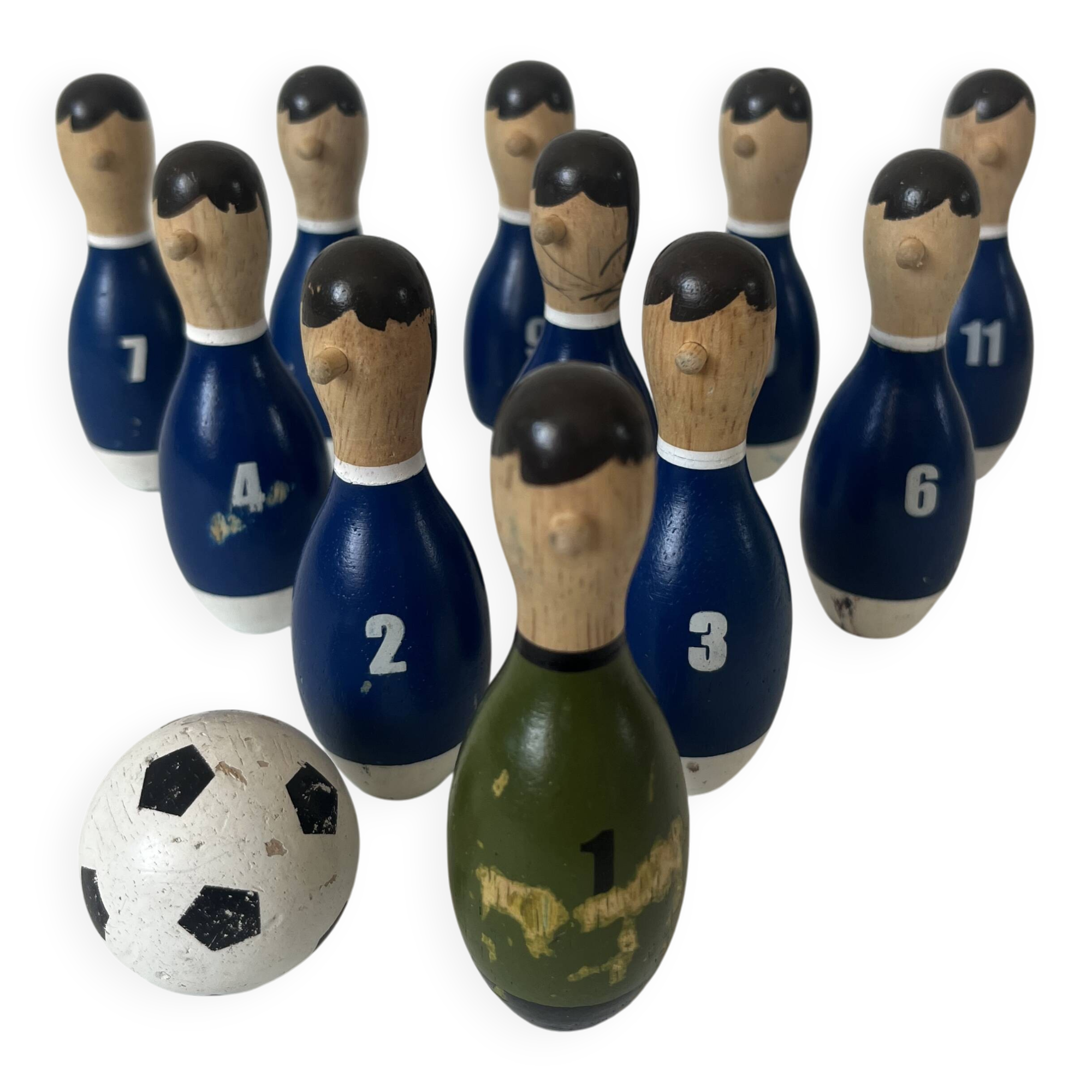 Wooden football bowling game