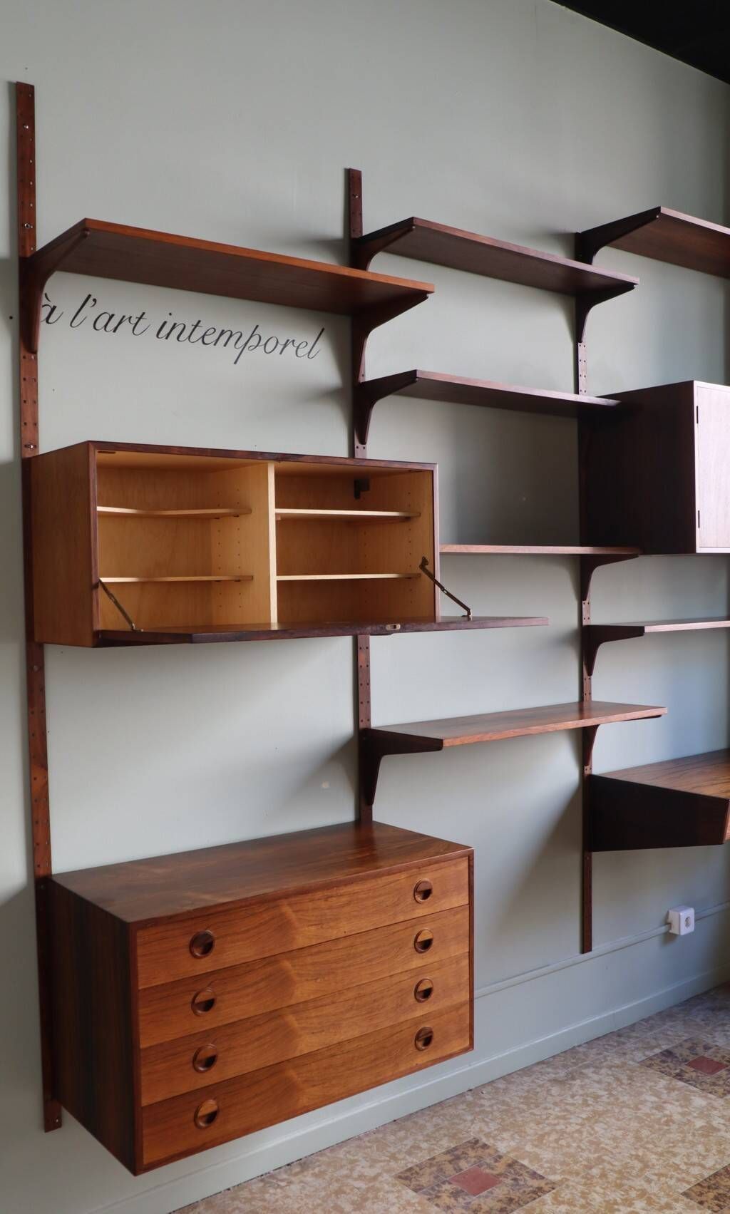 Modular rosewood wall bookcase by Thygesen and Sorensen for Hg Furniture, 1960