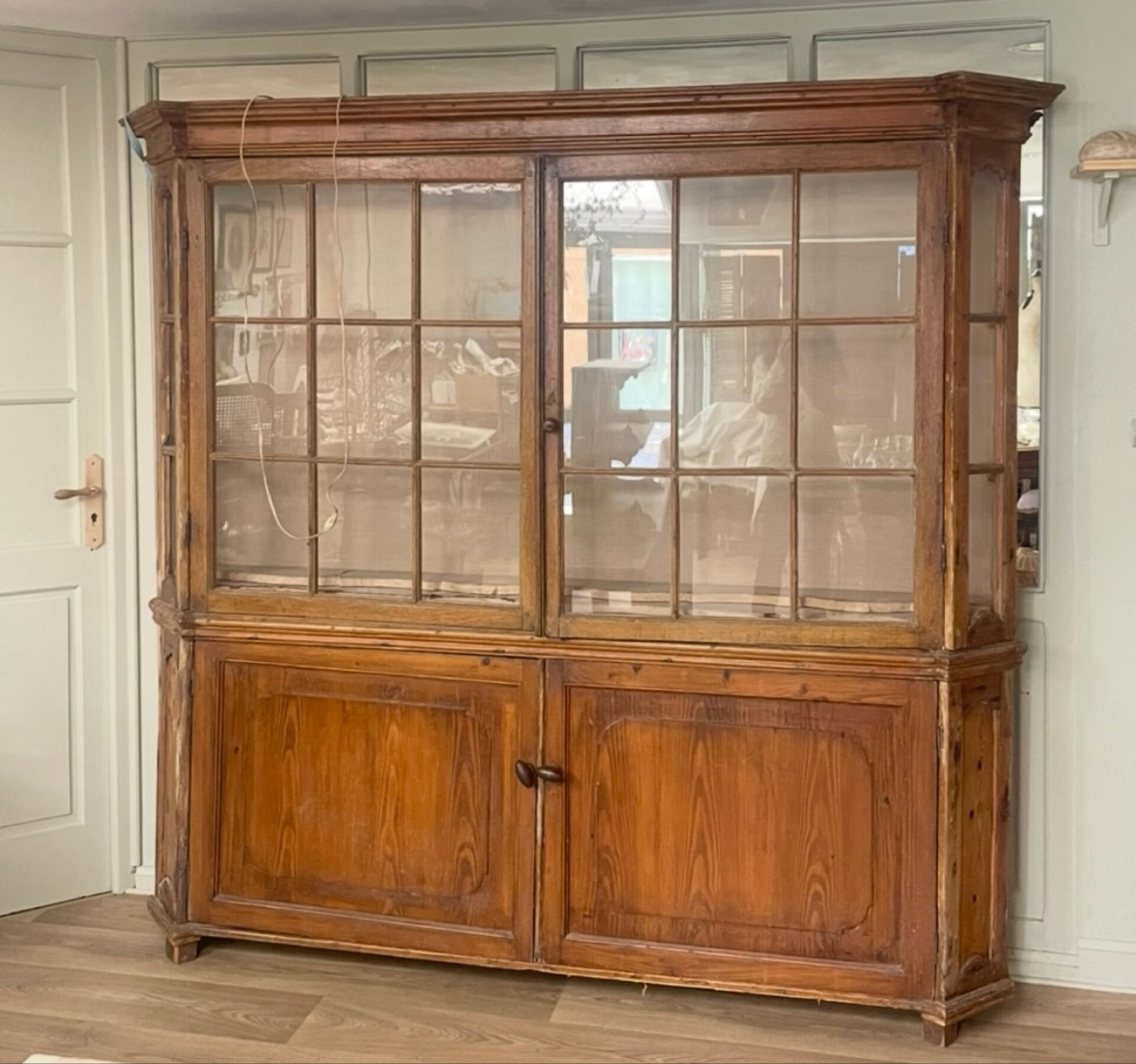Dutch antique glass-fronted cabinet.