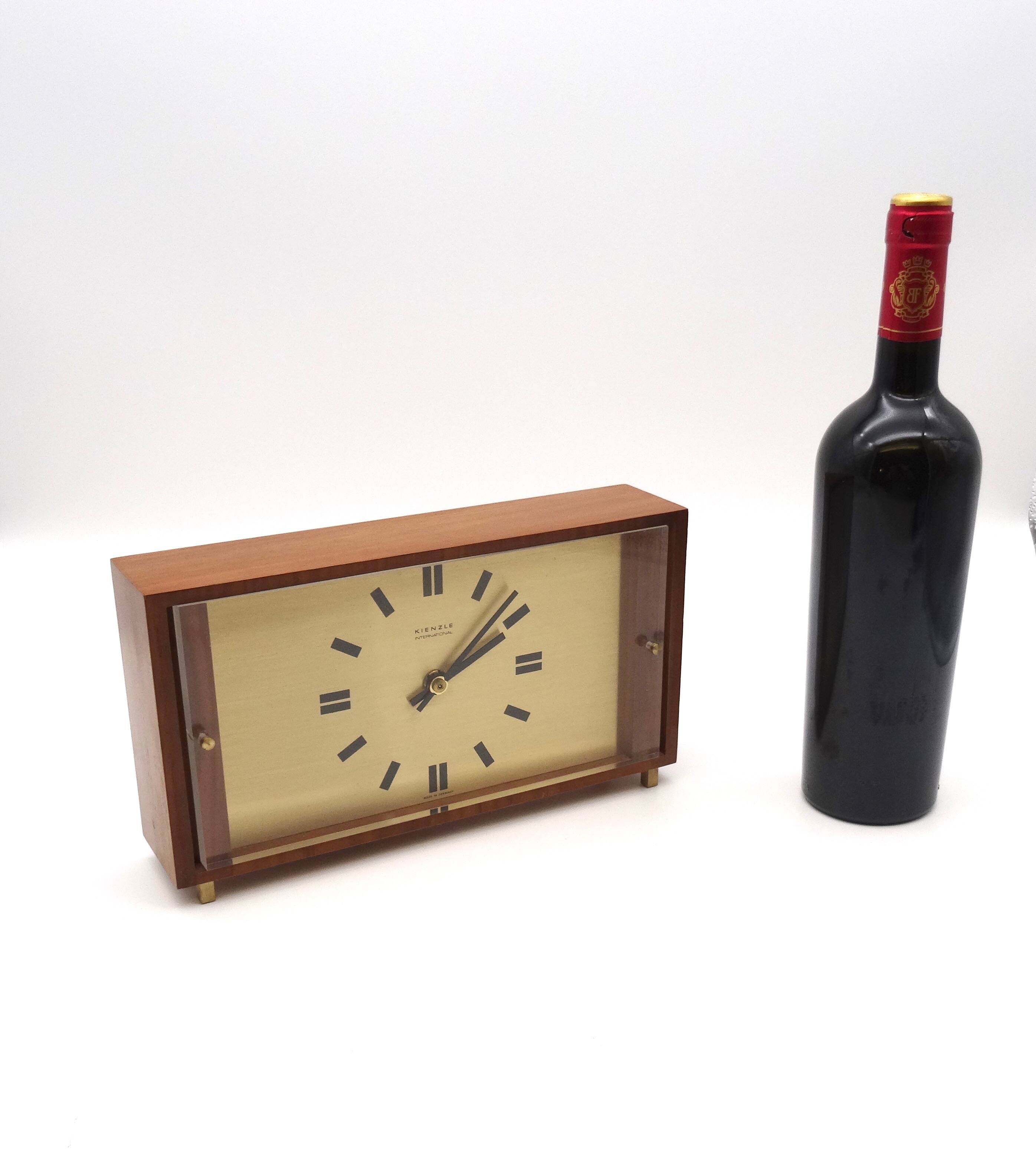 Mid Century Teak Desk Clock by Kienzle International