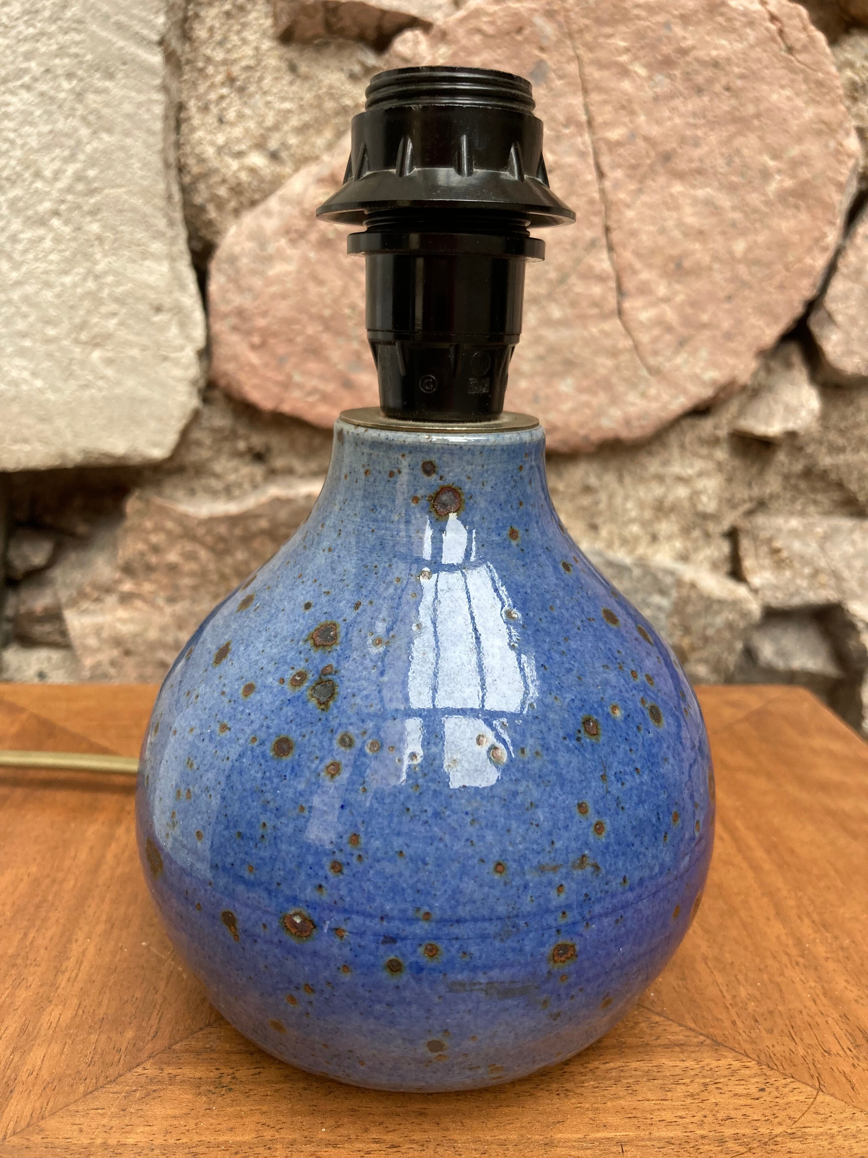 Lamp base in blue stoneware