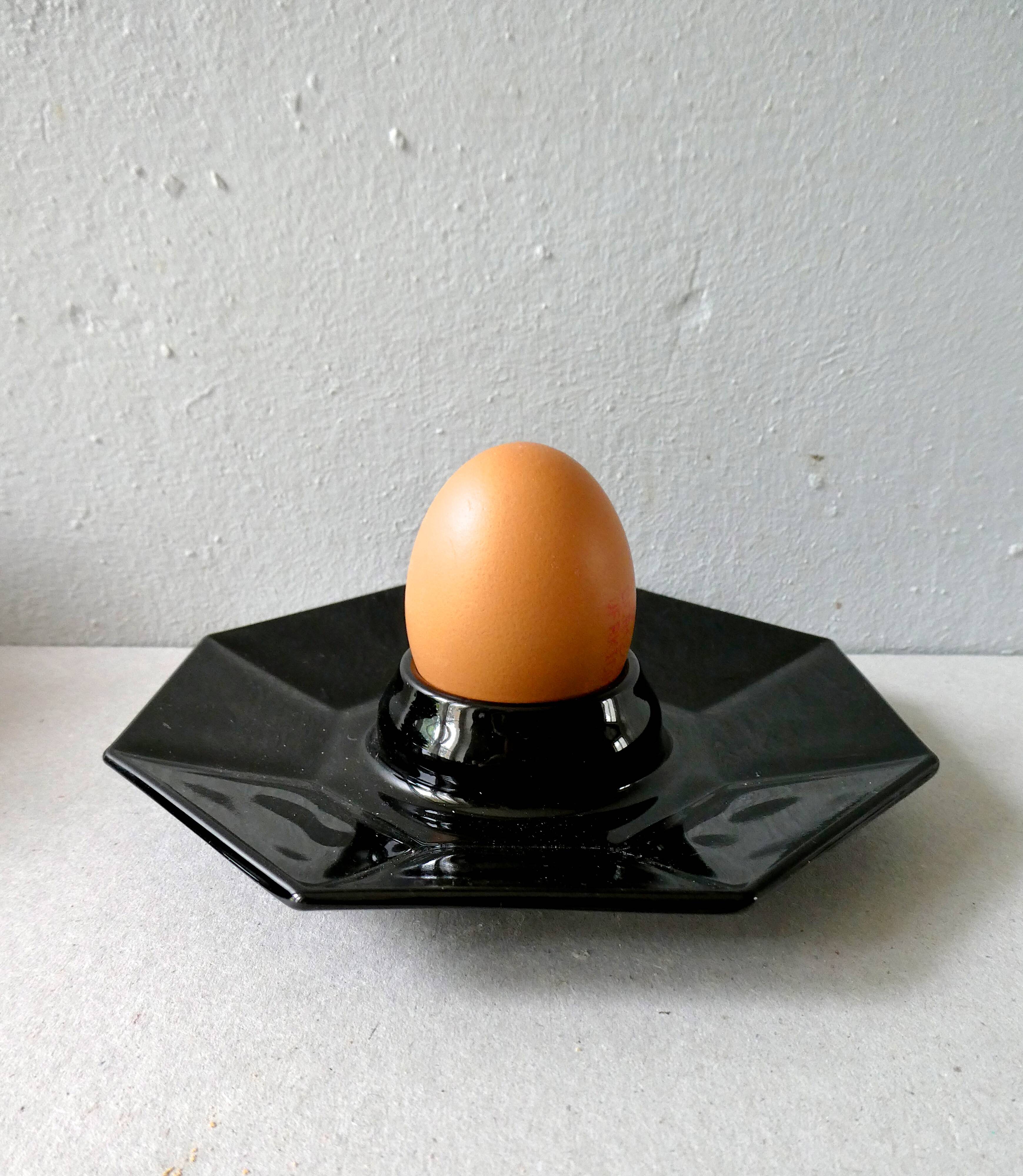 Set of 6 black egg cups