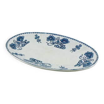 Oval Plate / Serving Dish Terre de Fer Sarreguemines model 1900 blue