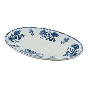 Plat Ovale / Ravier Terre de Fer Sarreguemines modèle 1900 bleu