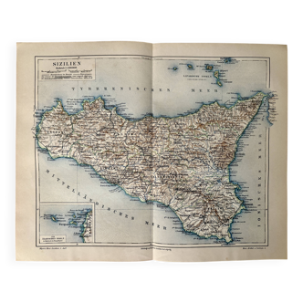 Old map of Sicily – 1890
