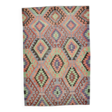 6x9 Green & Blue Tribal Pattern Vintage Kilim Rug, 177x266Cm