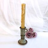 Handcrafted ceramic candle holder signed Blanot vintage France