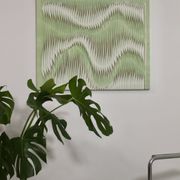 Textured wave effect painting by pleating in light green color. Contemporary. Ref Riviera