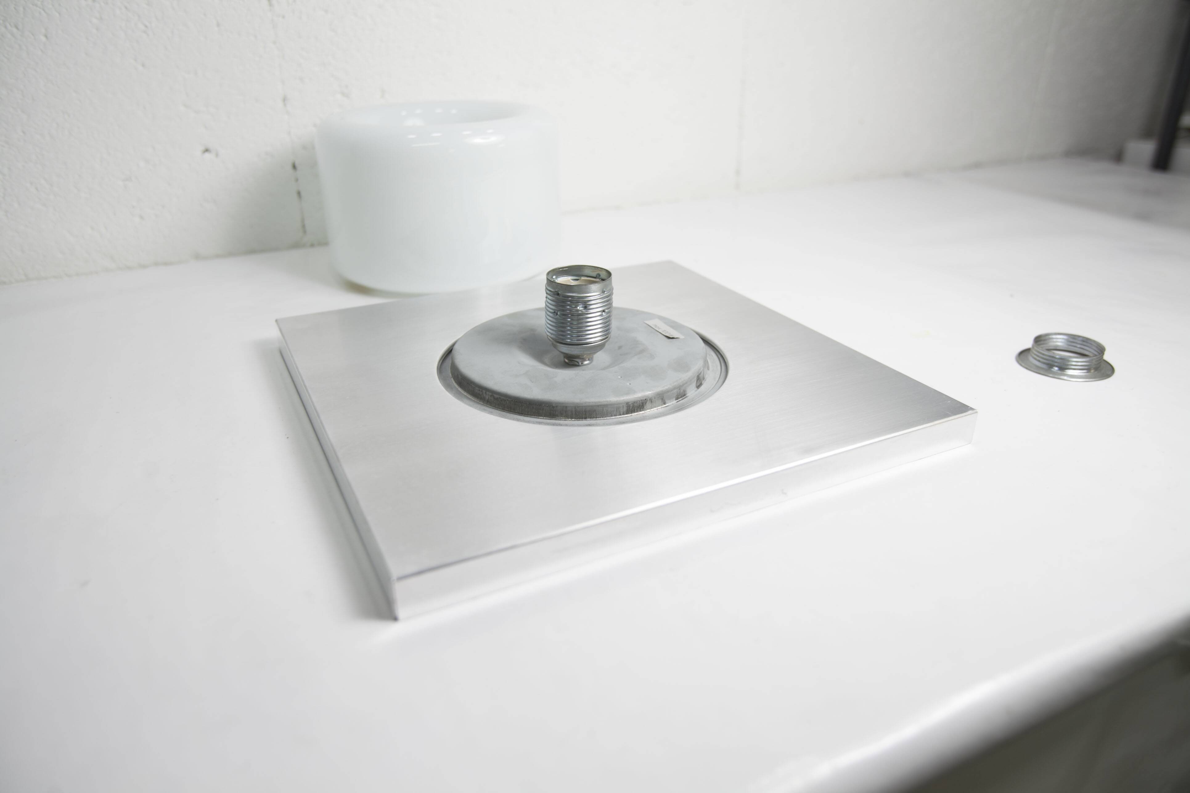 Ceiling light Doria Leuchten 1960, Germany, Alu Opaline + bulb