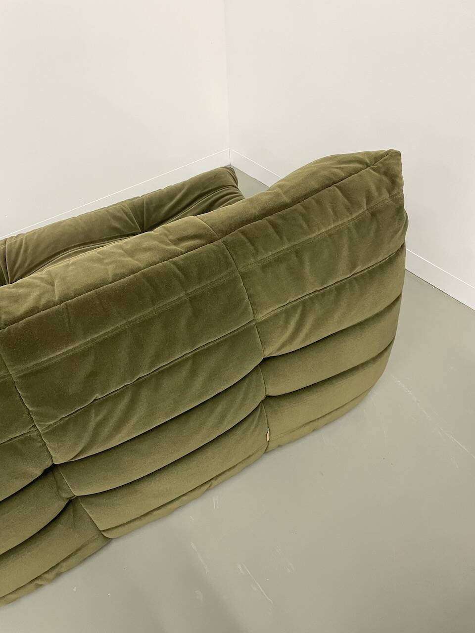Vintage 2 and 3 seater green velvet togo set