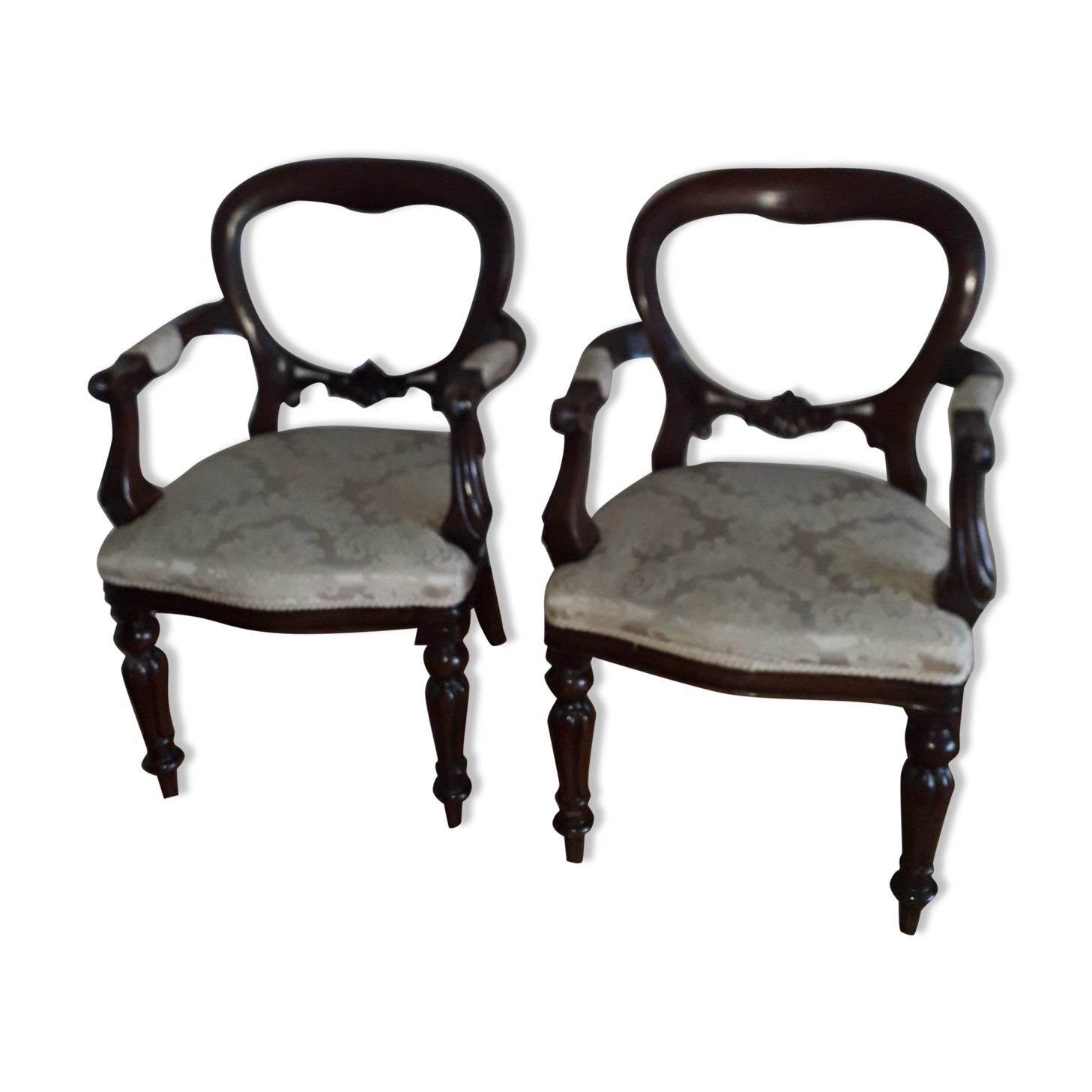 Pair of colonial mahogany armchairs