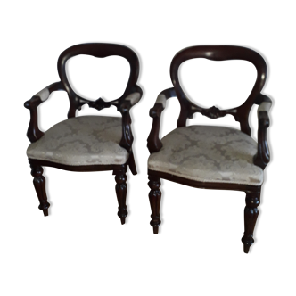 Pair of colonial mahogany armchairs