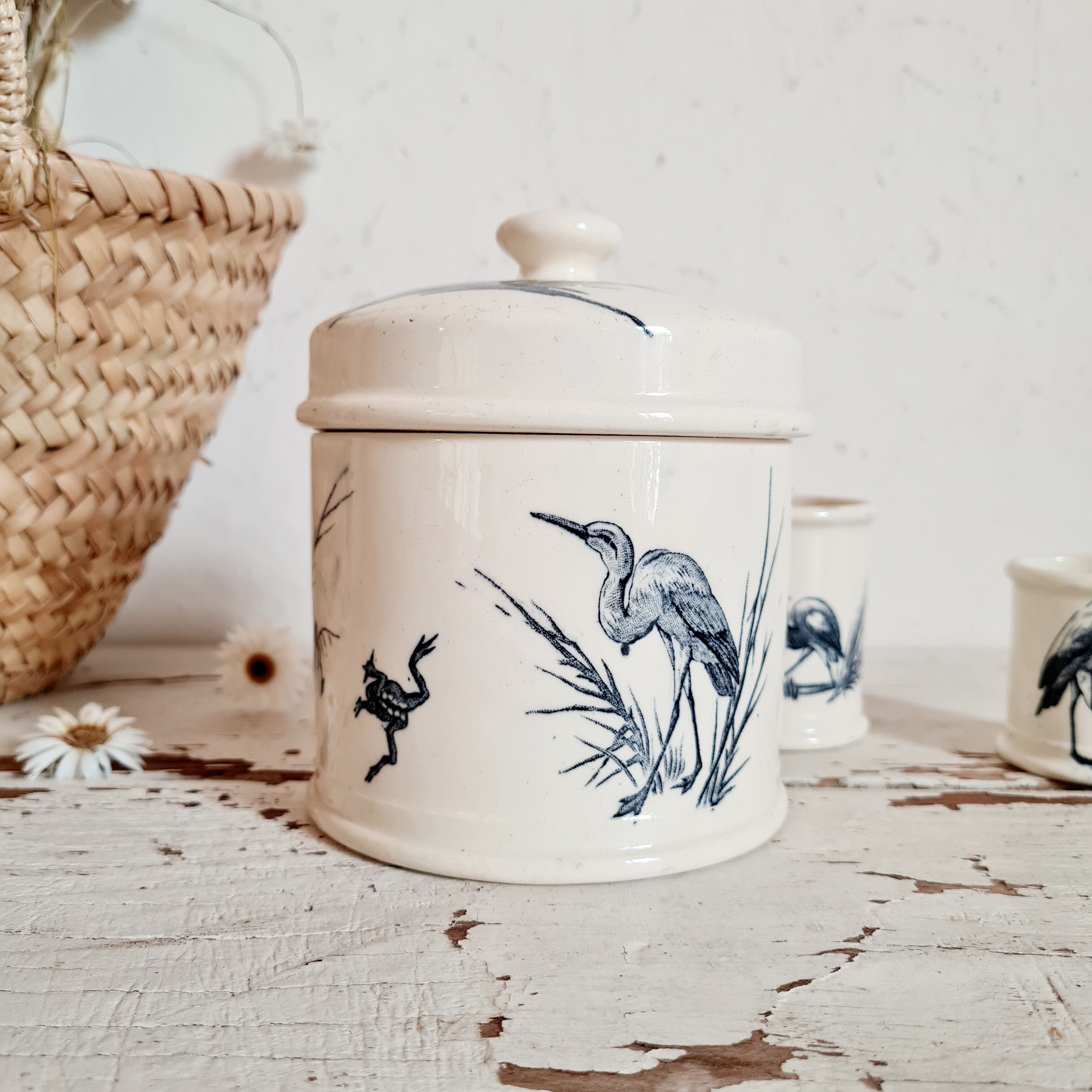 Série de 3 pots en porcelaine