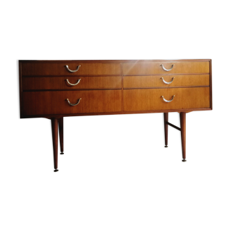 Mid Century Teak Meredew Retro 6 Drawer Dressing Table With Mirror Vintage Sideboard 70s