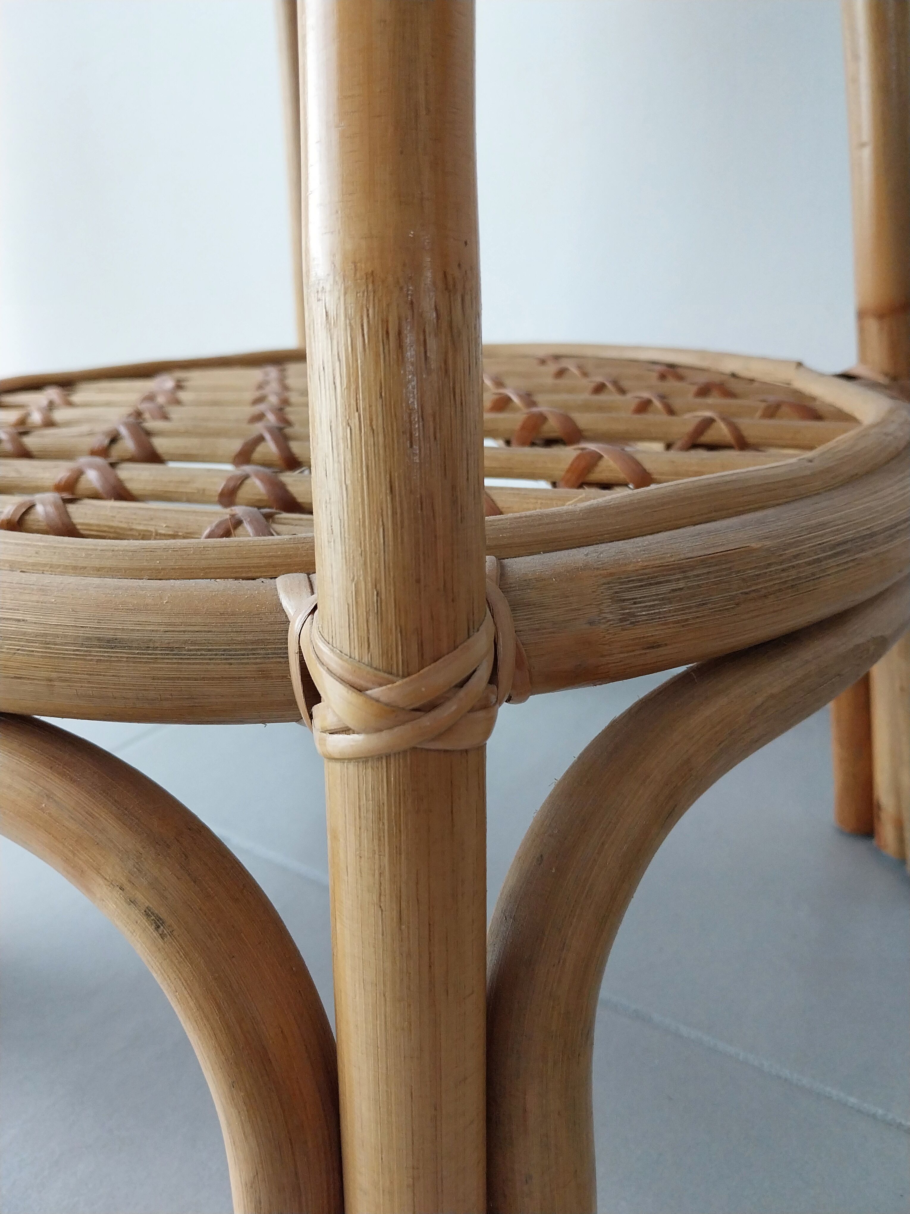 Rattan and bamboo side table