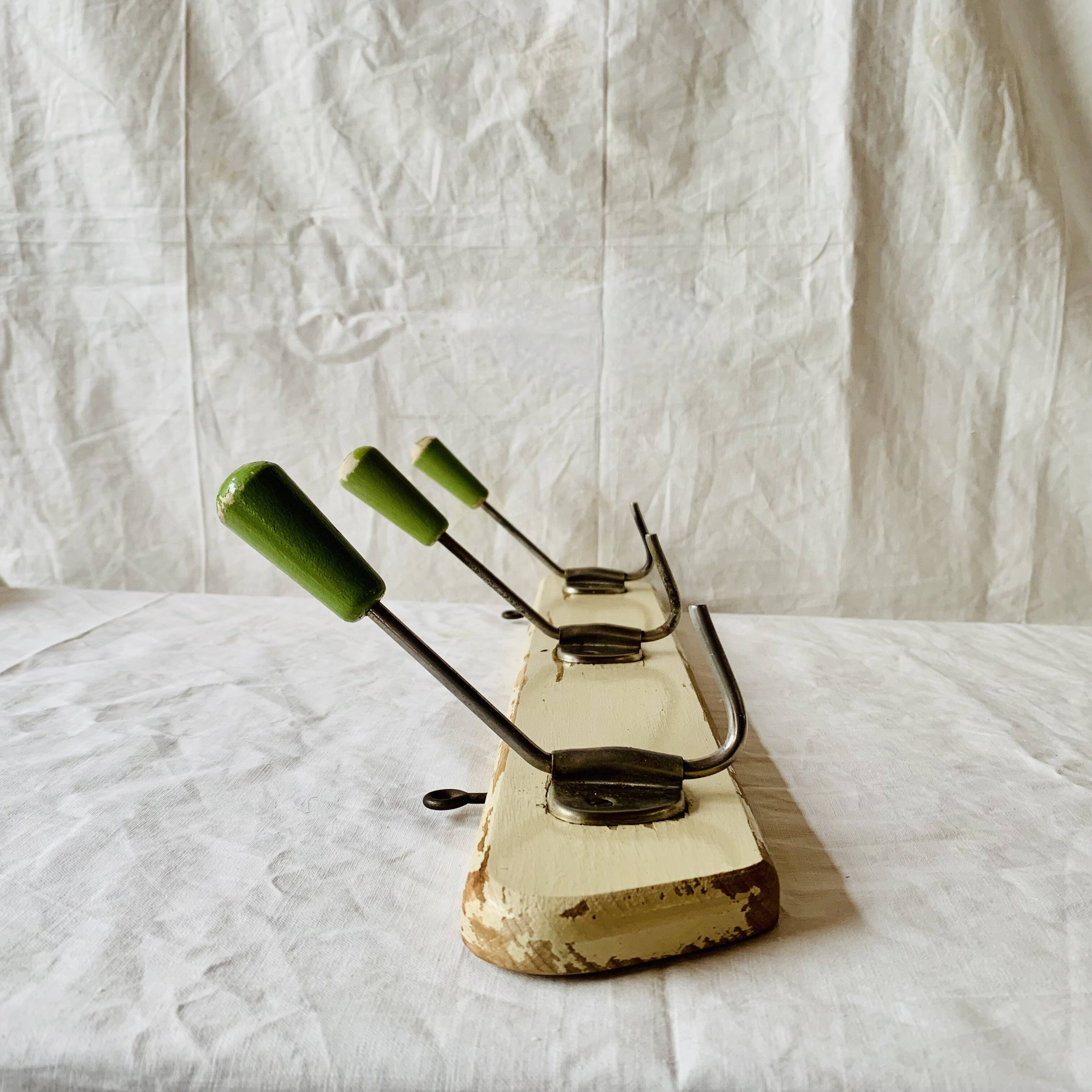 Vintage wooden wall coat rack - 3 hooks