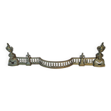 Louis XVI style bronze andirons and fireplace bar