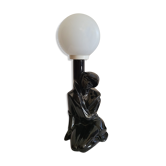Black ceramic and opaline lamp