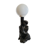 Black ceramic and opaline lamp
