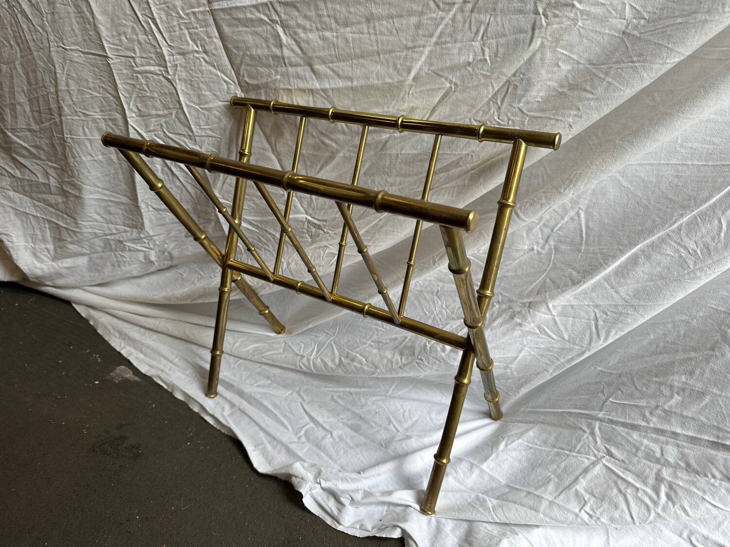 Hollywood Regency Brass and Bamboo Magazine Rack by Maison Baguès, 1970s